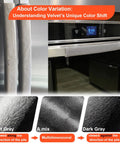 Velvet Refrigerator Handle Covers Set Of 5 Washable Door Handle Protectors on stainless steel appliance, showcasing color variations in light gray, mix, and dark gray shades.