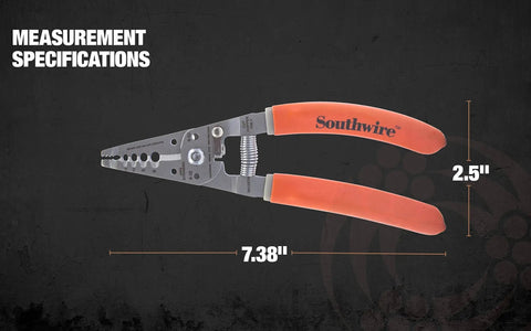 Premium Wire Stripper for 6 to 12 AWG Stranded Cable, ergonomic handle, stainless steel blades, spring loaded grip, 7.38" long