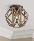 Elevate Your Home Decor With This Straight Up Solid Rustic Flush Mount Ceiling Light Featuring A Dope Wood Finish That Brings Serious Farmhouse Vibes To Any Room UL Certified Easy Setup Perfect For Modern Living Spaces Today, hexagon-shaped rustic light with brown wood.