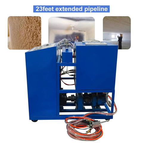 Heavy Duty Polyurethane Foam Spray Machine For Roof And Wall Insulation Featuring Fast Cure And Flawless Coating Coverage Built Like A Tank For Smooth Jobsite Execution, showing dual tank and extended pipeline.