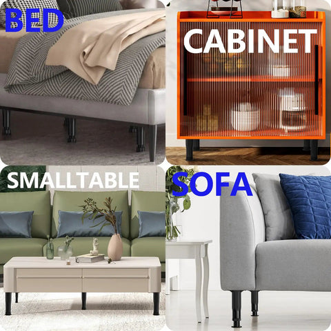 Level Up Your Bed Frame Game With Heavy Duty Adjustable Support Legs under bed, small table, cabinet, sofa for stability.