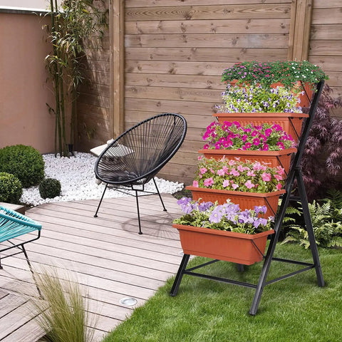 Vertical Raised Garden Bed With Five Tiers Drainage System For Herbs Vegetables And Flowers, Your Go To 4ft Planter For Patio Balcony Greenhouse Outdoor And Indoor Garden Spaces