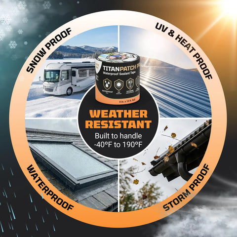 Waterproof Sealant Tape That Stops Leaks Fast And Stays Sealed For 15 Plus Years 4 Inch By 10 Foot for RVs, roofs, pools, and boats.