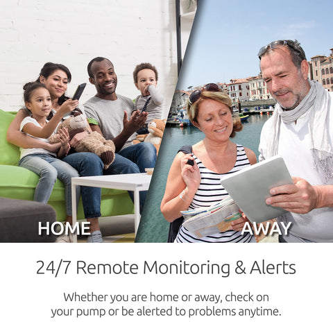 Home and away monitoring with WiFi Sump Pump Smart Outlet 2 Point 0 With 24 7 Remote Monitoring And Alerts Basement Flood Monitoring