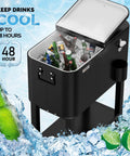 60 Quart Rolling Ice Chest On Wheels Portable Patio Party Bar Drink Cooler Cart With Shelf And Bottle Opener For Backyard BBQs And Outdoor Events