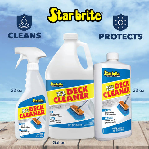 Star brite Non Skid Boat Deck Cleaner And Protectant With UV Shield No Scrub Needed 1 Gallon bottles on deck background