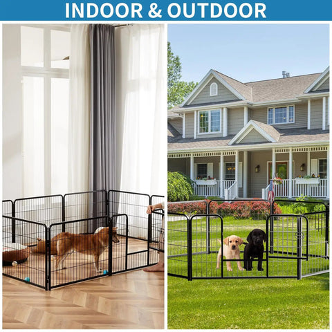 Heavy Duty Dog Playpen 32 Inch Indoor Outdoor With 16 Panels, Portable Metal Exercise Pen With Door, Foldable Puppy Fence