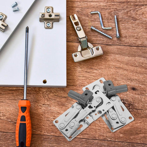Image of 2 Pack Soft Close Cabinet Door Hinges With 45 Degree Opening And Damping Function Concealed Hardware including screwdriver and screws