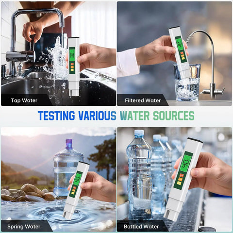 Four In One TDS Meter Digital Water Tester for Drinking Water EC and Temperature Readouts 0-9990ppm used on various water sources