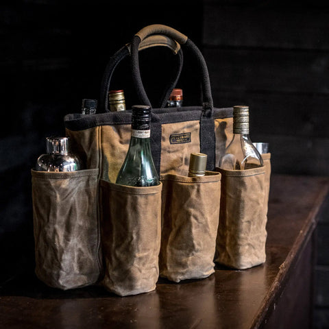 Waxed Canvas Tool Tote Bag for Tools Gardening Cleaning Supplies and Mobile Bar Durable 14 Inch Grab And Go Utility Organizer with pockets