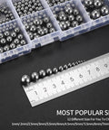 Stainless Steel Precision Bearing Balls 1mm To 8mm Mixing Kit With 600 Pieces Across 12 Sizes For Bearings CNC Machining DIY Projects And Hobbyist Gear Built Tough Heavy Duty Rust Resistant, 12 sizes on ruler