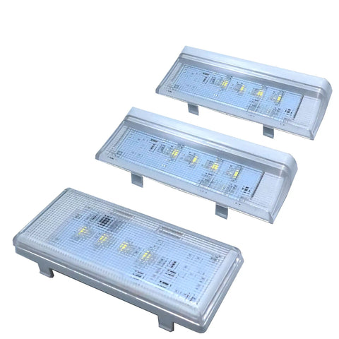 3 Pack Refrigerator LED Light Set with Tapered Lens for Fridge and Freezer Includes Two Secondary Lights and One Main Ceiling Light