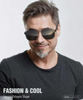 Polarized Aviator Sunglasses For Men With Square Frame And UV 400 Protection 61mm Black Lenses For Driving And Outdoor Use