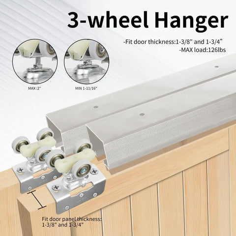 96 Inch Ceiling Mount Bypass Pocket Sliding Hardware Kit For Wardrobe Closet Aluminum Alloy Black Finish Box Rail detail