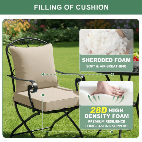 Outdoor Chair Cushions Set Of 4 Cozy Waterproof Backrest And Deep Seat Cushions For Patio Furniture Replacement With Removable Covers 24 By 24 Inch Cream Ideal For Patio Sofas And Outdoor Chairs