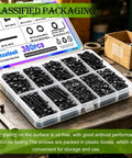 380 Piece M4 Hex Socket Head Cap Bolts Set in organizer with 6mm-30mm lengths, 4mm thread, 12.9 grade alloy steel, galvanized finish.