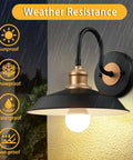 Dope Farmhouse Gooseneck Barn Lights Black Outdoor Wall Sconces for Exterior Use E26 Porch Lights with weather resistance features