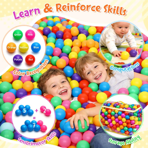 Children playing in ball pit with Ball Pit Balls Phthalate Free BPA Free Crush Proof Plastic - 7 Bright Colors in storage bag