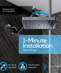 High Pressure Rain Shower Head Upgrade for a Power Shower, Luxury Spa Experience, Easy Tool-Free Install, Charcoal Gray 8 Inch