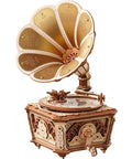Dope Vintage Gramophone 3D Puzzle For Adults, Wooden Music Box And Mechanical Model Building Kit, DIY Craft For Music Lovers, Retro Home Decor Gift For Men And Women, Wind Up Music Box With Emperor Waltz, wooden tabletop