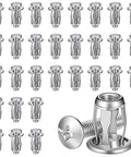 30 Piece M4 Hollow Wall Anchors Kit With Petal Nuts And Screws Expansion Door Anchors For Thin Walls Hollow Panels And Sheet Metal Includes Metal Screws Heavy Duty Cavity Fixing For Quick No Sweat Install, silver M4 anchors set
