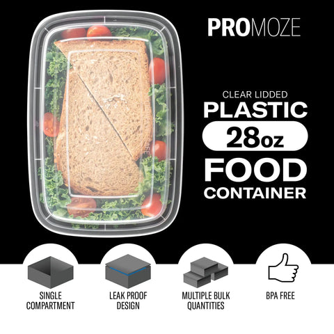 50 Pack Meal Prep Containers With Lids 28 Oz One Compartment To Go Bento Boxes Microwave Safe Dishwasher Safe Freezer Safe BPA Free