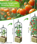 All-in-One Raised Garden Bed Planter Box With Trellis, 71 Inch Self-Watering Tomato Planter, adjustable height diagram