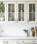 Sleek Black Cabinet Pulls 5 Inch Square Drawer Handles 128mm Hole Centers 2 Pack For Kitchen Cabinets And Closets Durable Stainless Steel Hardware Easy Install Modern Design installed on white kitchen cabinets.