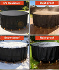 Round Outdoor Table And Chair Set Cover Fits 48 Inch Diameter By 28 Inch High Beefy Built 420D Waterproof UV Resistant Windproof Dustproof Black Patio Furniture Cover.