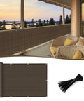 Brown Balcony Privacy Screen 3x10 Feet Heavy Duty Wind Screen For Outdoor Patio Deck Fence Backyard Privacy Net installed on a balcony