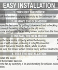 Installation guide for upgraded 8832NA bathroom fan blower motor replacement with easy step-by-step instructions.