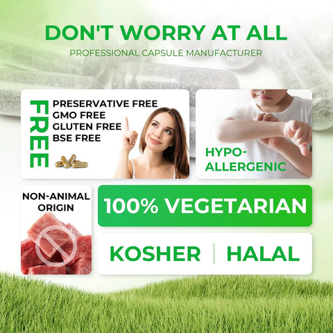 Size 0 Empty Vegan Capsules Kit for DIY Supplements Clear Plant Based Caps Gluten Free Non GMO Halal Certified 100 Count