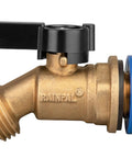 Brass Rain Barrel Spigot With Garden Hose Hookup, Solid Quarter Turn Ball Valve, Lead Free Compliant, Leak Proof, Rust Proof, Freeze Proof, Aluminum Handle, For Open Top Barrels And Rainwater Containers, side view