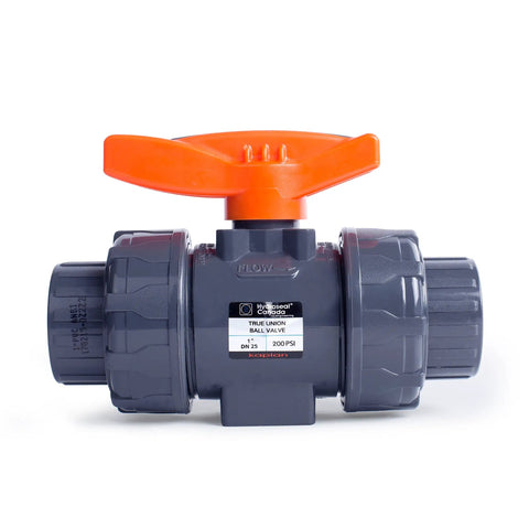 1 Inch PVC True Union Ball Valve With Full Port And Glue On Socket, 200 PSI At 73F, EPDM O Rings And PTFE Seats, Reversible Flow