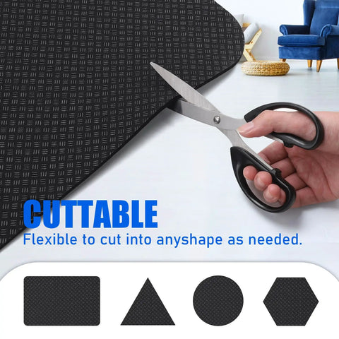 Solid Non Slip Recliner Pad For Hardwood Floors Grippy Anti Slide Furniture Mat 30 Inch Square, cuttable for custom fit.