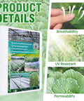 Three Pack Garden Mesh Netting For Insects And Mosquitoes Ultra Fine Plant Netting 10 By 33 Feet White Keeps Veggies Fruits And Flowers Safe From Bugs, showing packaging, material, and benefits.