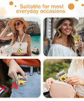 Sunflower RFID Card Holder Slim Wallet For Women Front Pocket Card Case With ID Window Dope PU Leather Organizer