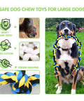 Dog with Indestructible Rope Chew Toys Set For Aggressive Chewers outdoors, showing dental rope toy promoting large dog dental health.