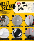 Image showing installation steps for Precision LED Garage Parking Sensor With Adjustable Range And Bright Red Yellow Green Light Feedback For Dead Simple Car Stop And No Sweat Parking In Tight Spots.