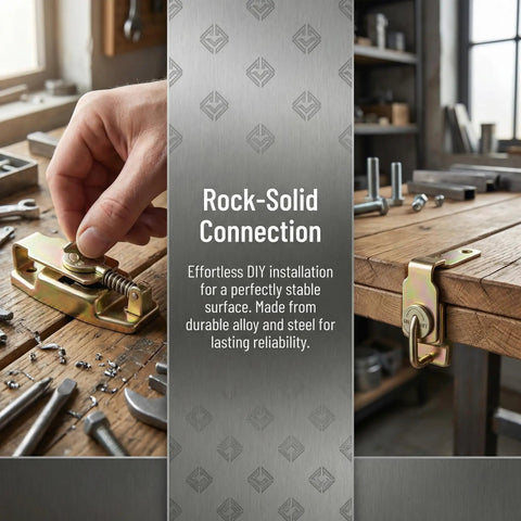 Heavy Duty Table Leaf Connector With Swivel Latch Hardware For Dining And Extension Tables Built From Tough Steel to ensure stability during assembly.