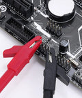 28 Piece Multimeter Test Leads Kit With Replaceable Gold Plated Probes, Alligator Clips connected to a circuit board
