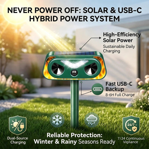 4 Pack Solar Ultrasonic Animal Repeller With Motion Sensor And LED Strobe Light, Waterproof Outdoor Deterrent For Deer Cats Squirrels Raccoons And Rabbits, Garden Yard Protection, green solar stake