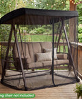 Mosquito Net Cover For 3 Seater Patio Swing With Waterproof Top, Zipper Door, And Fixing Straps, Black Bug Mesh Screen Fits Outdoor Canopy Swing Chair 80.7 By 49.2 By 80.7 Inches For Chill Outdoor Hangouts