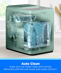 Heavy Hitter Countertop Bullet Ice Maker Cranks Out Twenty Six Pounds Daily With Low Maintenance Self Cleaning Design showing auto-clean feature.