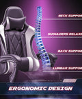 All Day Comfort Pro Grade Ergonomic High Back Gaming Chair with Footrest and Massage Lumbar Support for Long Sessions