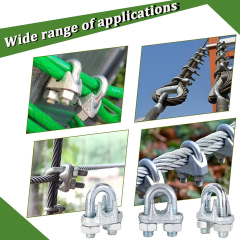 Wire rope clamps, 200-pack, silver zinc-plated 5/16 in U-bolt cable clips (M8)
