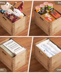 Stackable Wood Storage Cubes For Home And Office Organization Open Cubby Shelves For Books Clothes Toys Bins And Baskets Modular Shelving System Space Saving Multi Purpose Storage For Closet Living Room Dorm And Garage holding toys, snacks, books, and clothing.