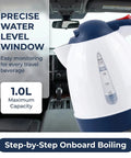 Kickback Ready 24V Car Kettle 1000ML Portable Electric Water Heater For Trucks RVs And Vans with precise water level indicator.