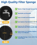 Front and back view of Premium Sponge Filter Replacement For PowerSeries 16V 20V Cordless Stick Vacuums BHFEA420J BHFEA520J BHFEA18D1 Replace Part BHFEAF1 6 Pack Fits Black And Decker Models showing dimensions and features.