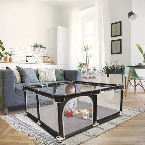 50x50 Inch Baby Playpen Play Yard Indoor Outdoor Gate For Toddlers And Babies, All View Mesh Design, Waterproof Oxford Cloth